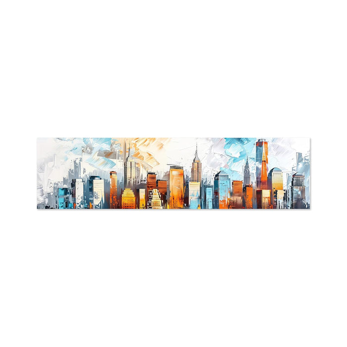 Large Stretched Canvas Painting, Panel Wall Art Print Abstract City views Luxury Paintings for Home Décor (Multi, 12x46 Inch)