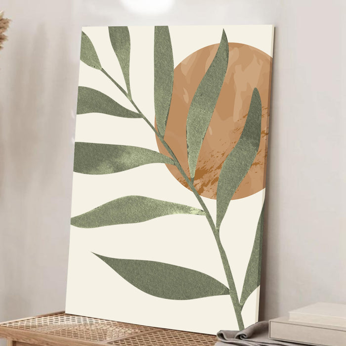 Abstract Botanical leaves Sun Stretched Canvas Wall Art Modern Boho Illustration Painting for Home & Office Wall Decor, (16x22 Inch)