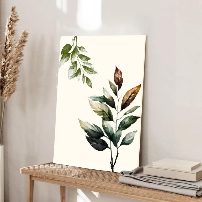 Abstract Botanical Green Leaves Stretched Canvas Wall Art Modern Boho Illustration Painting for Home & Office Wall Decor, (16x22 Inch)