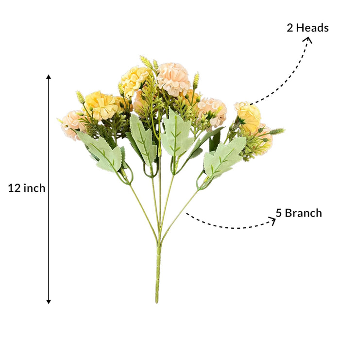 Artificial Hydrangea Flowers Silk Floral Fake Bouquet Bunch for Vase, for Home Décor Table Placement Office Desk (11 Inch, Set of 2, Yellow) (Vase Not Included)