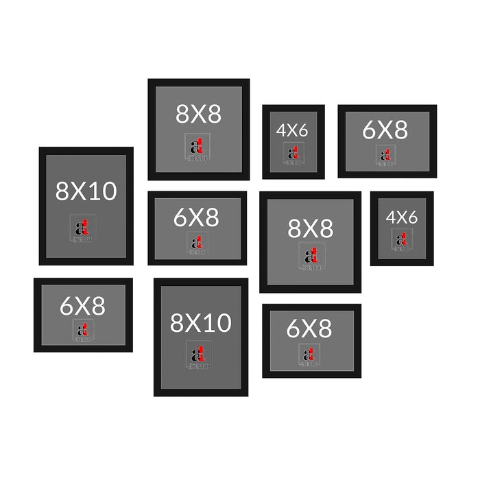 Wall Photo Frame Set of 8 | Gallery Wall Collage Picture Frames | Family Photo Display for Home Decor | Wall Hanging | 8x8 & 8x12 Inch