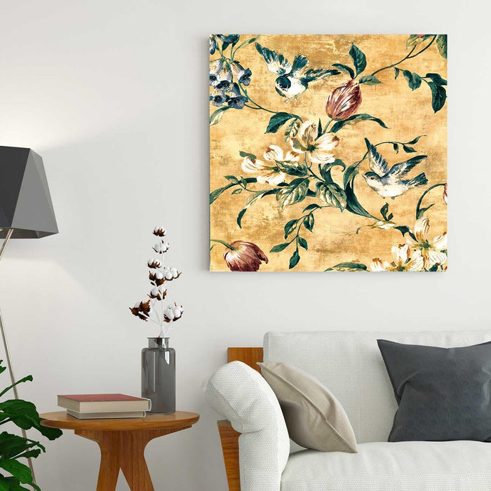 Stretched Canvas Painting Garden Theme Wall Art Print for Living Room (22x22 Inch)