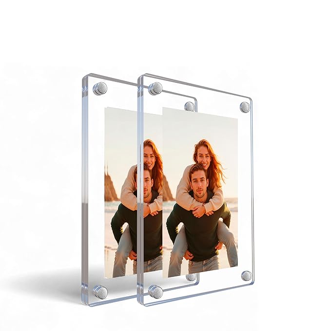 Acrylic Magnetic Picture Photo Frames 6x9 Cm Set of 4, Custom Acrylic Refrigerator, Rectangle Fridge Magnetic Photo Frames.