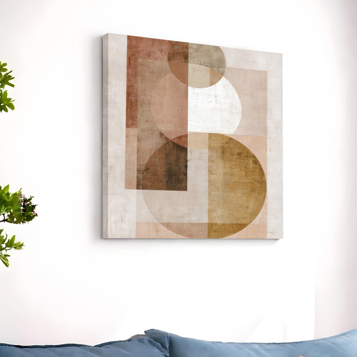 Modern Boho Circles Stretched Canvas Wall Art Painting For Living Room, Modern Minimalist Painting, Abstract Decor for Living Room, Office & Studio (56xx56 cm)