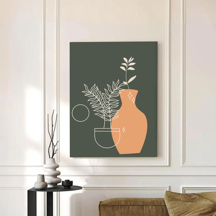 Abstract Vase Stretched Canvas Wall Art Modern Boho Illustration Painting for Home & Office Wall Decor, (16x22 Inch)