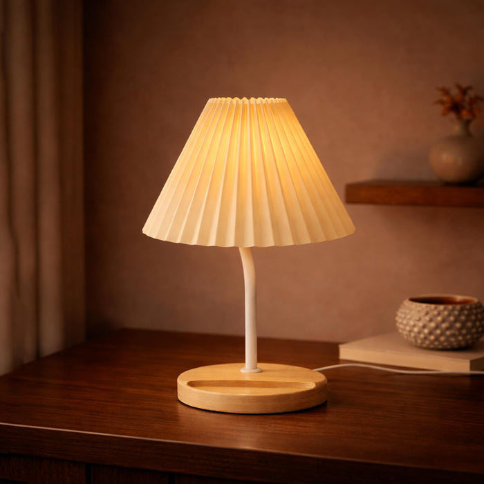 Decorative Bedside Table Lamp With Phone Holder Night Light Desk Side Table Warm White Conical Lamps For Living Room Bedroom 13x24 cm (With LED Light)