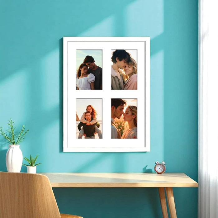Photo Frame Collage 10x15 cm Photos Display 4 Openings Wall Mounting Home Décor Photo-Frame (34x44 cm)