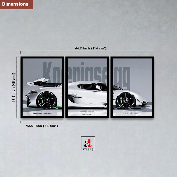 PAINTINGMANTRA Framed Racing Car Wall Decor for Men | Modern Race Car Wall Art Painting for Bedroom, Living Room, Office and Home Wall Decoration (Set of 3, 33x45 cm)