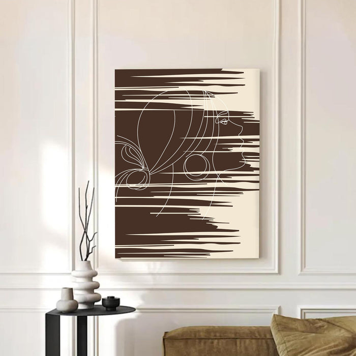 Abstract Women Dark face Pattern Stretched Canvas Wall Art Modern Boho Illustration Painting for Home & Office Wall Decor, (16x22 Inch)