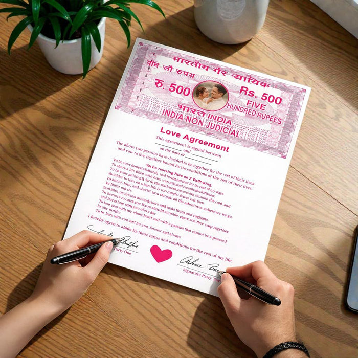Customized Love Contract Photo Frame Non-Judicial Stamp Paper Love Agreement Certificate Romantic Couple Gift Valentine’s Day Anniversary Gift for Husband Girlfriend Boyfriend 22x32 cm
