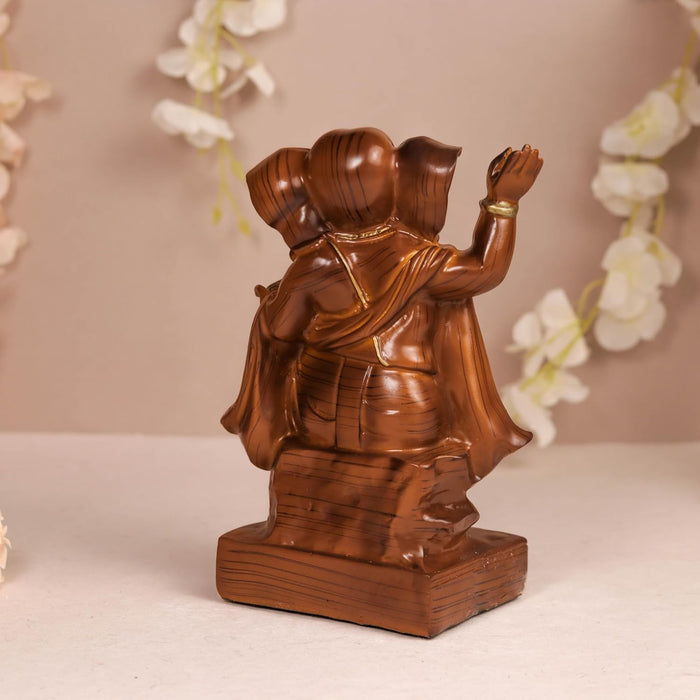 Ganesh Ji Statue Showpiece Idol, Crafted from Resin Ganesh Ji Murti (Brown, 9x18 cm)