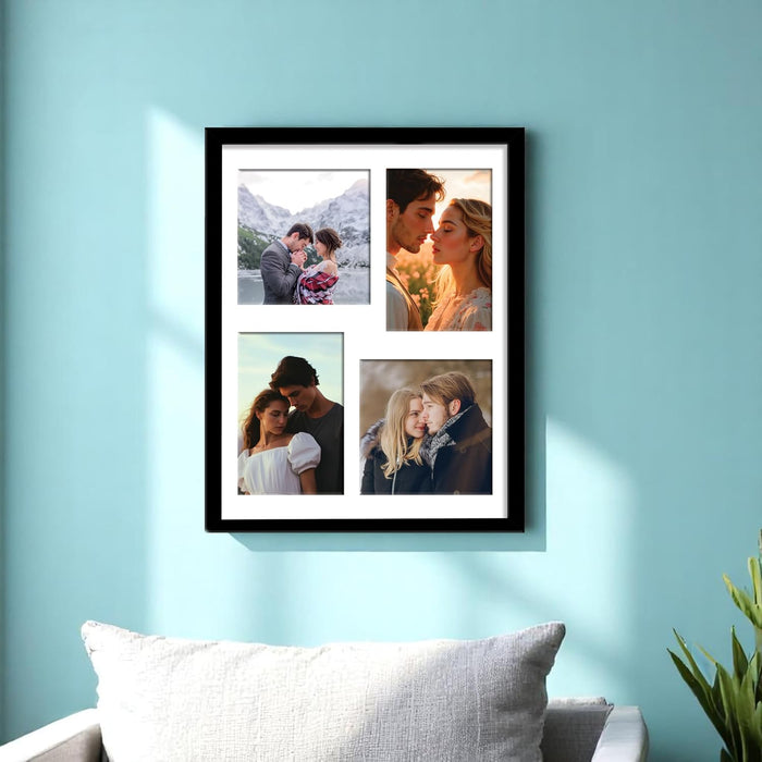 Photo Frame Collage 13x13, 10x15 cm Photos Display 4 Openings Wall Mounting Home Décor Multi Opening White Photo-Frame (31x39 cm)