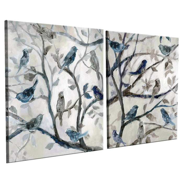 Decorative Blooming Flower Stretch Canvas Painting for Home Décor (Set of 2, 12 X 12 Inches)