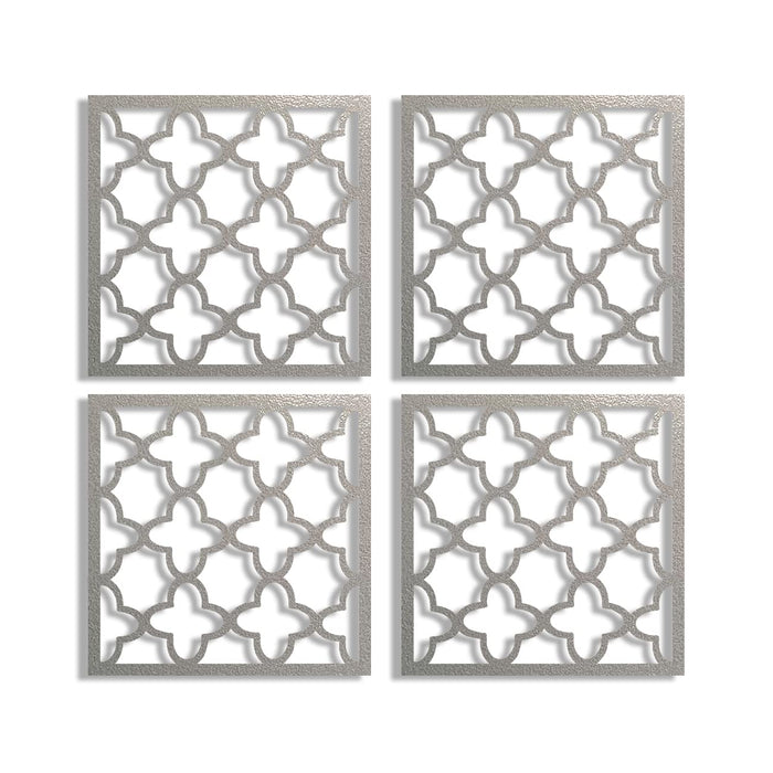 Abstract Metal Design Ornaments, Decorative Wall Art, MDF Square 3D Jharokha Jali for Home Décor (8x8 Inch)