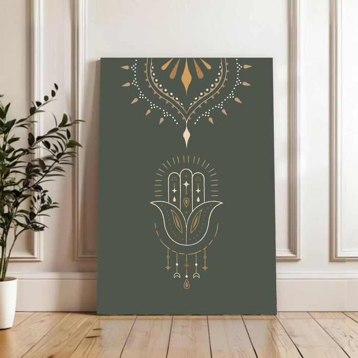 Abstract grey floral Pattern Stretched Canvas Wall Art Modern Boho Illustration Painting for Home & Office Wall Decor, (16x22 Inch)