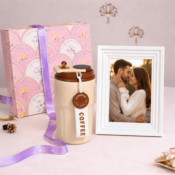 Art Street Rakshabandhan Gift Hamper Set for Brother | Premium Coffee Tumbler with Lid, 4x6 Inch Photo Frame & Reusable Acrylic Daily Planner with Marker