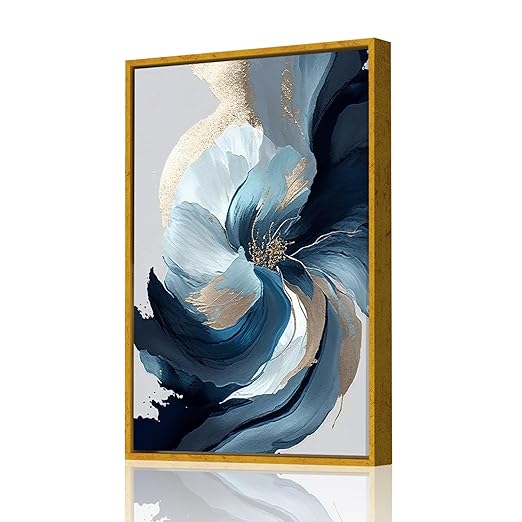Art Street Canvas Painting Blue Elegant Flowers Decorative Wall Art For Living Room (Size:17x23 Inch)