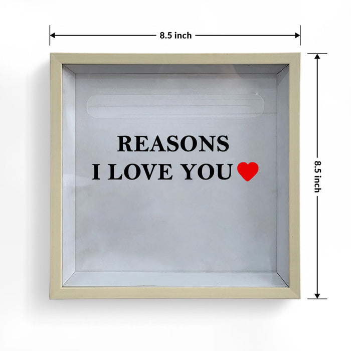 Reasons I Love You Shadow Box Frame, Customizable Gift Box with Love Message Notes, Romantic Valentine’s Day Gift for Girlfriend Boyfriend Spouse Partner, Couple Memory 22x22 cm, Art Street