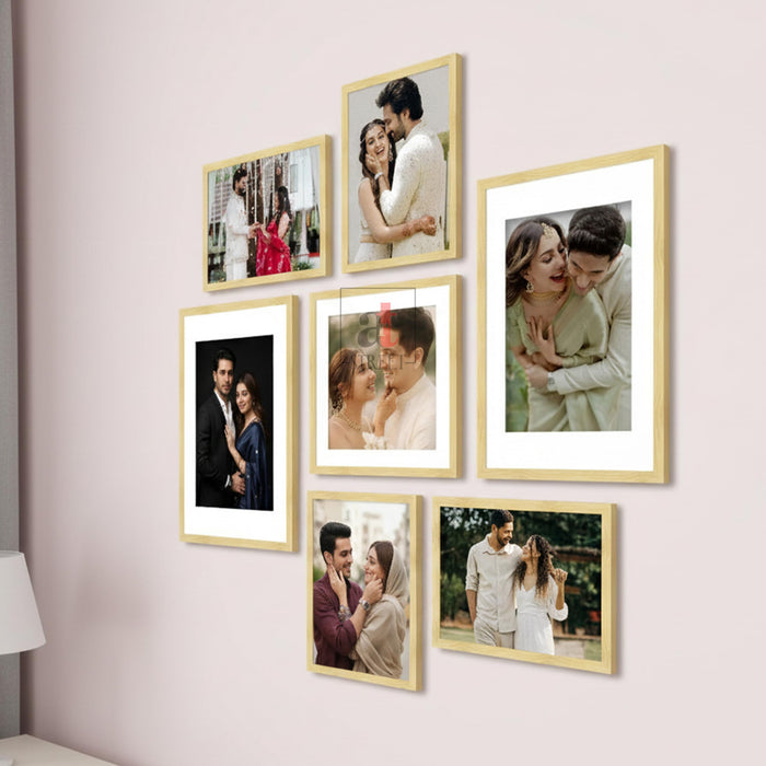 Art Street Photo Frame Set of 7 Beige Wall Decor Collage Display Hanging Family Picture Frames Gallery Collection Decor Items Wall Mount Frames Birthday Anniversary Gift, 8x12, 12x12 and 12x16 In