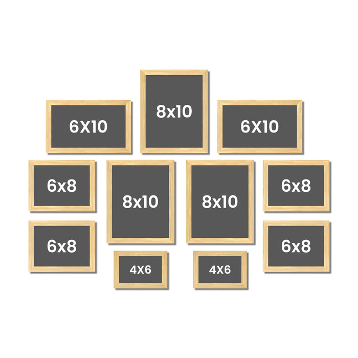 Art Street Family Photo Frame Set of 11 for Wall Decor, Wooden Finish Collage Picture Frames for Living Room, Bedroom, Multi-Size Wall Hanging (2 Sets 4x6, 4 Set 6x8, 3 Set 8x10, 2 Set 6x10 Inch)