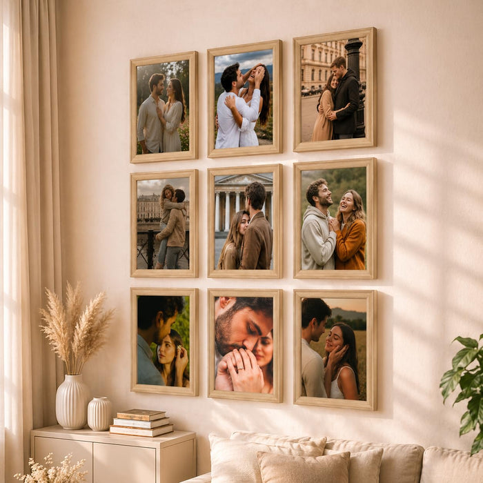 Wooden Cave Design Photo Frame Set of 9 | Black Picture Frames for Photos, Artwork & Certificates | Wall Décor for Living Room & Home (11x14 Inch)