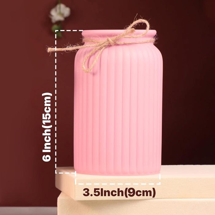 Beautiful Flower Vases PVC Pot for Plants Stand Elegant Ribbed Texture White Vase Made of Durable Plastic PVC Height - 15 cm