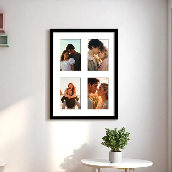 Photo Frame Collage 10x15 cm Photos Display 4 Openings Wall Mounting Home Décor Photo-Frame (34x44 cm)