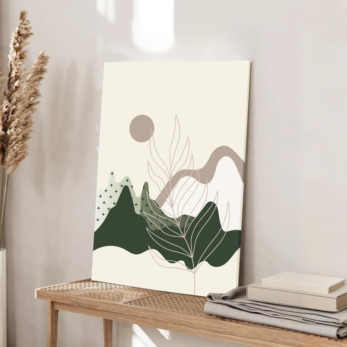 Abstract Sun Rising Stretched Canvas Wall Art Modern Boho Illustration Painting for Home & Office Wall Decor, (16x22 Inch)