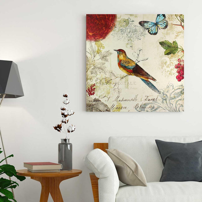 Stretched Canvas Painting Garden Theme Wall Art Print for Living Room (22x22 Inch)