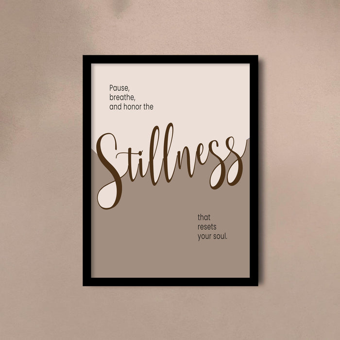Calming Quote Wall Art Set of 3 Framed Prints | Stillness Sunshine Serenity Wall Décor for Living Room, Bedroom & Office, 23x32 cm