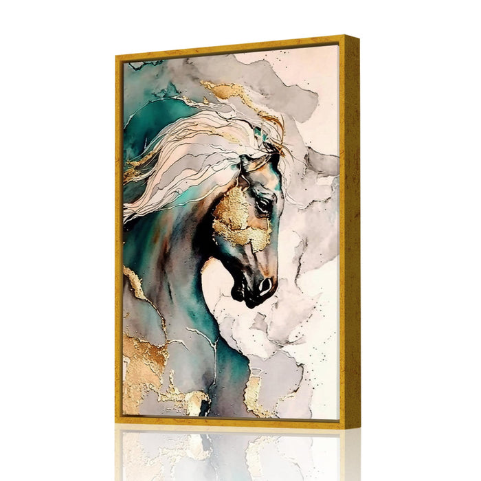 Art Street Canvas Painting Golden Horse Decorative Wall Art For Living Room (Size:17x23 Inch)