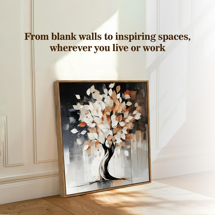 Abstract Tree of Life Framed Painting For Living Room | Vastu Tree Large Canvas Painting With Frame Wall Art For Bedroom, Hallway's, Office, Hotel, Size 58x58 cm