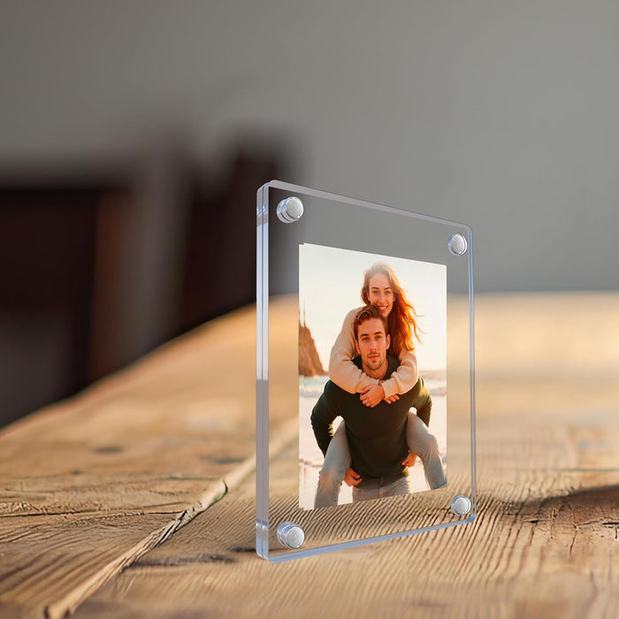 Acrylic Magnetic Picture Photo Frames 9x9 Cm Set of 2, Custom Acrylic Refrigerator, Square Shape Fridge Magnetic Photo Frames