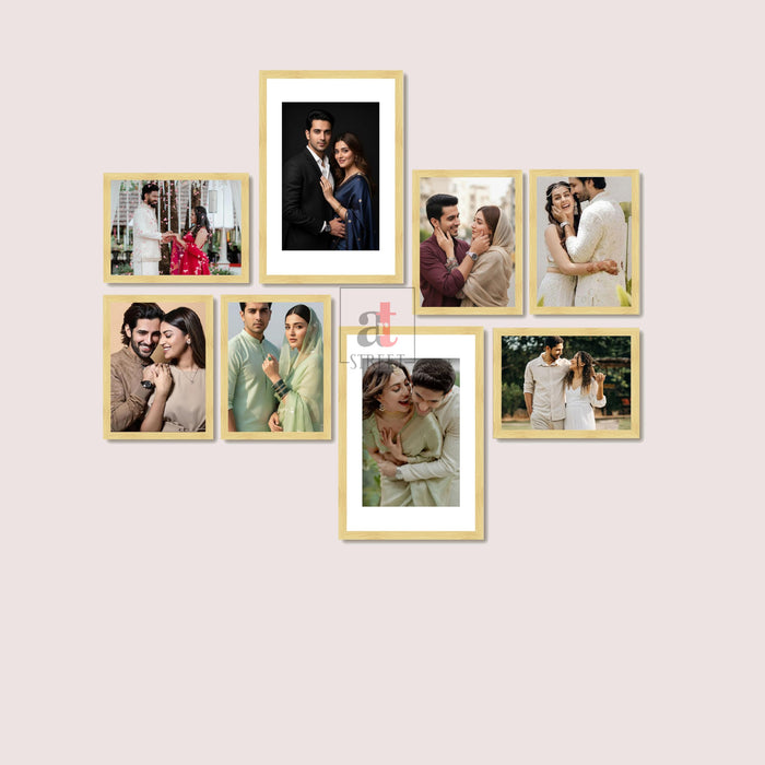 Art Street Photo Frame Set of 8 Beige Wall Decor Collage Display Hanging Family Picture Frames Gallery Collection Decor Items Wall Mount Frames Birthday Anniversary Gift, 8x12 and 12x16 In