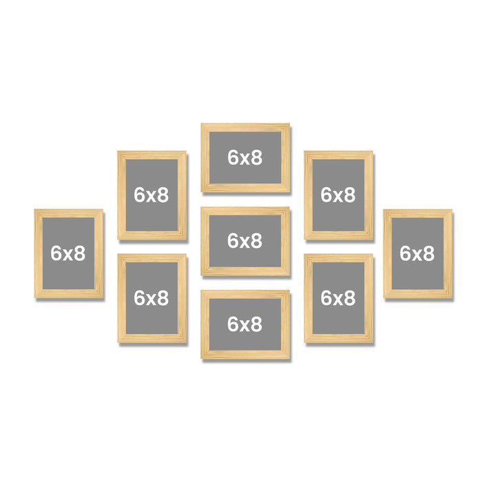 Art Street Family Photo Frame Set of 9 for Wall Decor, Wooden Finish Collage Picture Frames for Living Room, Bedroom & Home Decoration, Multi-Size Wall Hanging Gallery Frame Set, (Size, 6x8 Inch)