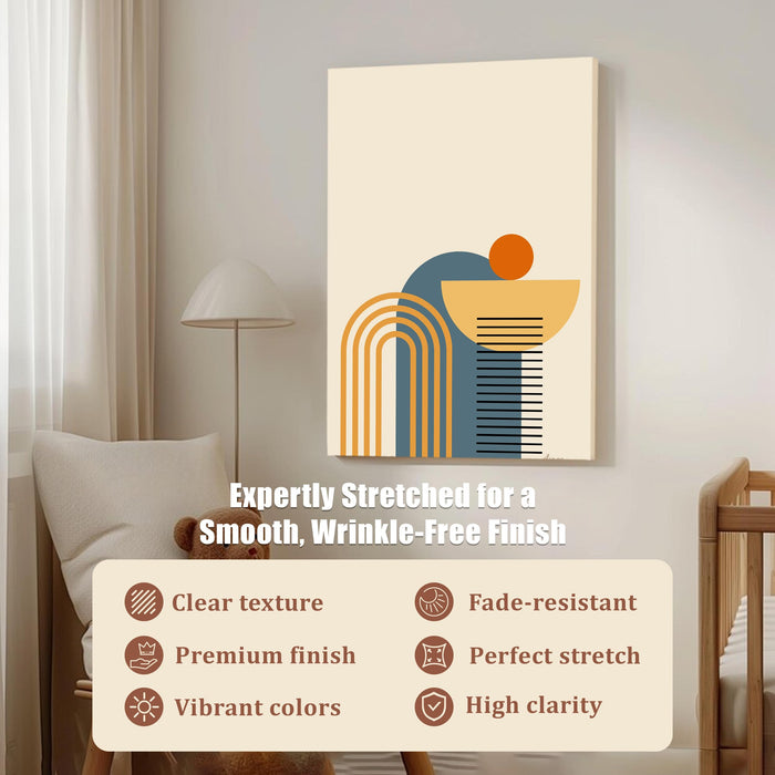 Abstract Smooth wrinkle Stretched Canvas Wall Art Modern Boho Illustration Painting for Home & Office Wall Decor, (16x22 Inch)