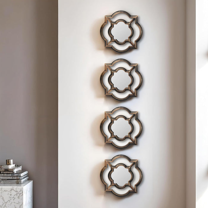 Beautiful Large Mirror Set of 4 for Bathroom, Wall Mirror,Decorative in Round Shape (11 x 11 Inchs)