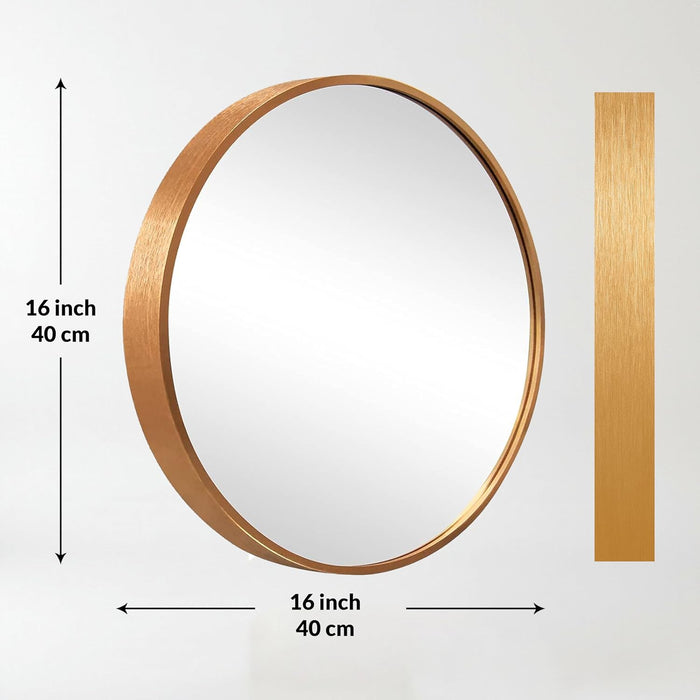Round Decorative Wall Mirror with Aluminum Metal Frame Silver | Modern Design Vanity Mirror (Silver, 40x40 cm)