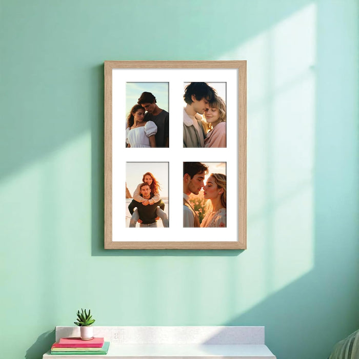 Photo Frame Collage 10x15 cm Photos Display 4 Openings Wall Mounting Home Décor Photo-Frame (34x44 cm)