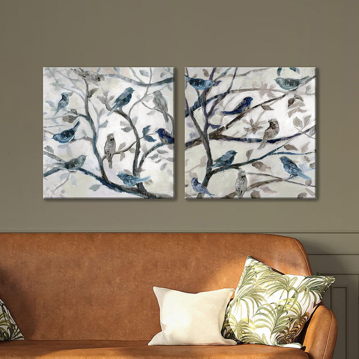 Decorative Blooming Flower Stretch Canvas Painting for Home Décor (Set of 2, 12 X 12 Inches)