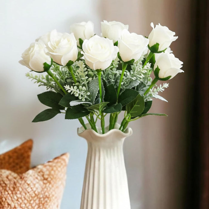 Art Street Artificial White Rose Flowers Bouquet for ' S Day, Rose Flowers Bunch