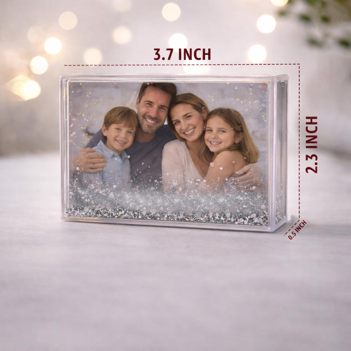 Art Street Customized Silver Glitter Magnetic Photo Frame, Liquid Filled Photo Holder, Dynamic Shaking Glitter Photos Magnet, Unique Valentine’s Day Gift, Acrylic Fridge Magnet Frame, 2.3x3.7 Inch