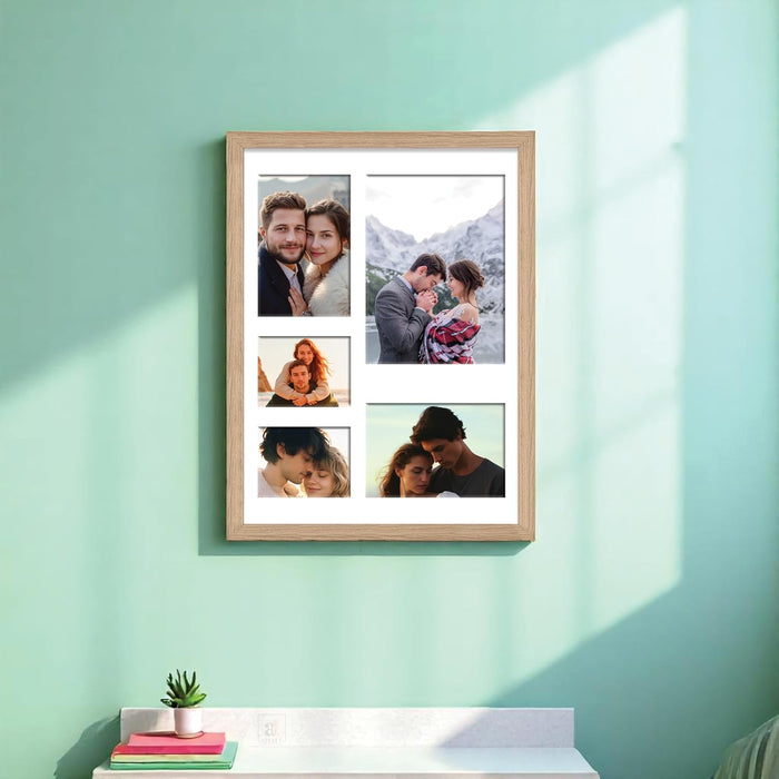 Photo Frame Collage 15x20, 10x15, 8x10 cm Photos Display 5 Openings Wall Mounting Home Décor Photo-Frame, (34x44 cm)