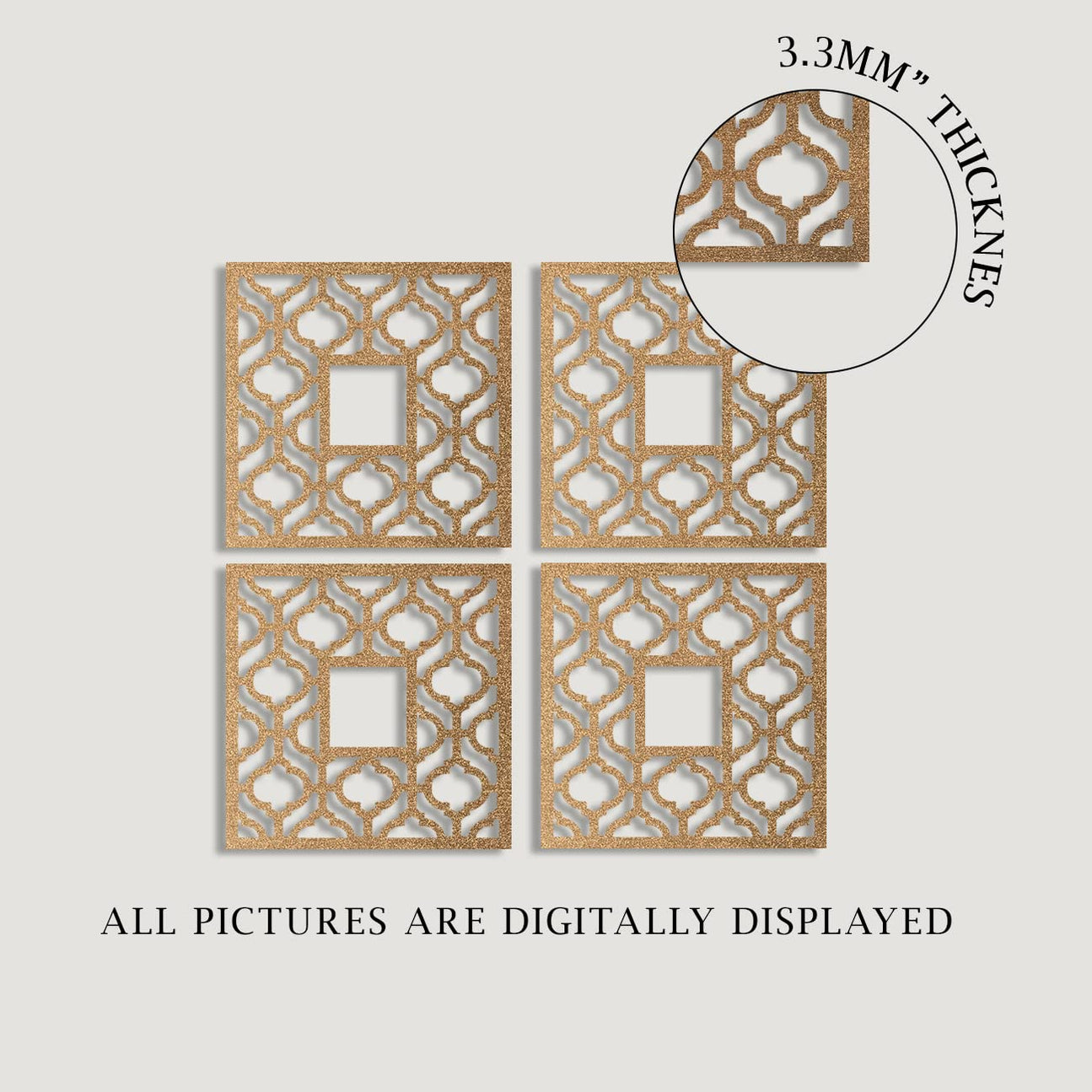 Floral Decorative Wall Art, MDF Square 3D Jharokha Jali for Home Decor