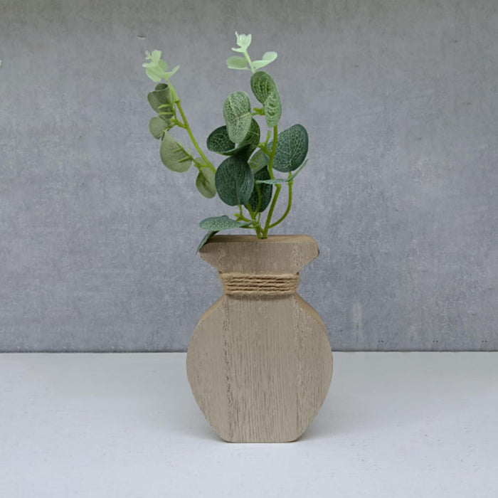 MDF Vase With Eucalyptus Artificial Plant for Home & Office Decor, Living Room Decoration -Size: 9x3.5 Inch