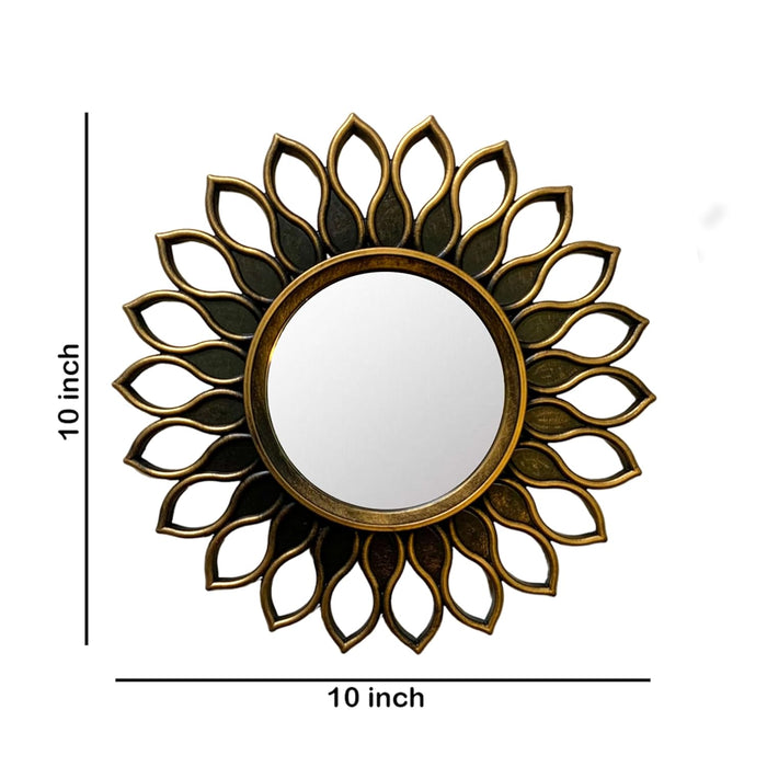 Art Street Decorative Wall Mirror Sunflower Designed for Home, Round Shape Brown Decorative Home Decor for Living Room Decoration(10x10 Inch)