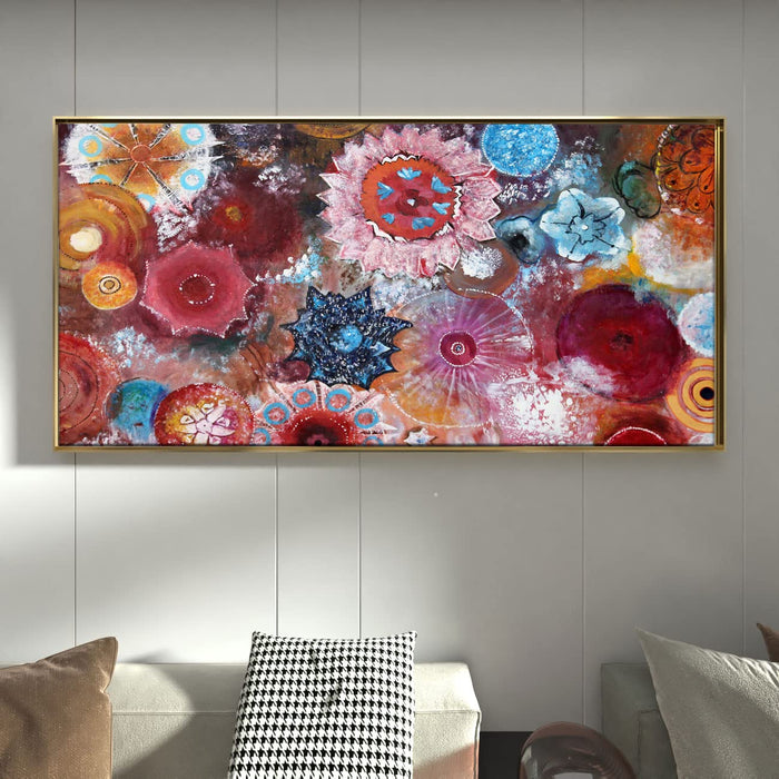Colorful Tulip Garden Canvas Wall Art Print, Decorative Modern Framed Luxury Paintings for Home Décor (Green, 24x47 Inch)