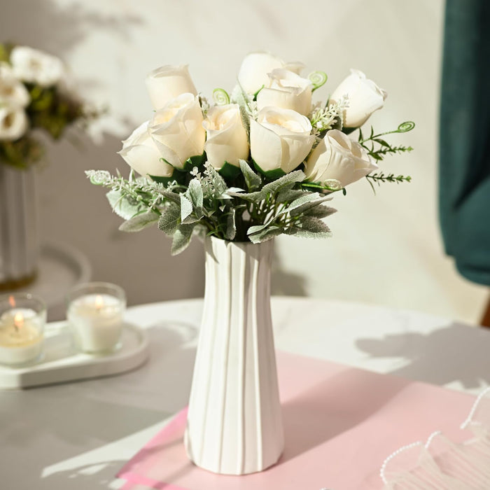 Art Street Artificial White Rose Flowers Bouquet for ' S Day, Rose Flowers Bunch