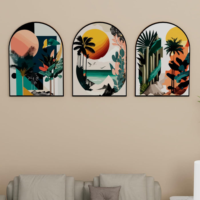 Art Street MDF Wall Art Prints Beach Design & Tropical Plants Print, Modern Home Décor (Set of 3, Size: 16x22 Inch)