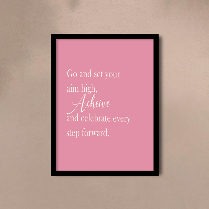 Motivational Quote Wall Art Set of 3 Framed Prints | Rise Achieve Shine Inspirational Wall Décor for Living Room, Bedroom & Office, 23x32 cm
